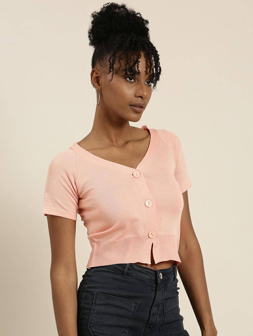 women's crop v neck top - 19948681 -  Standard Image - 1