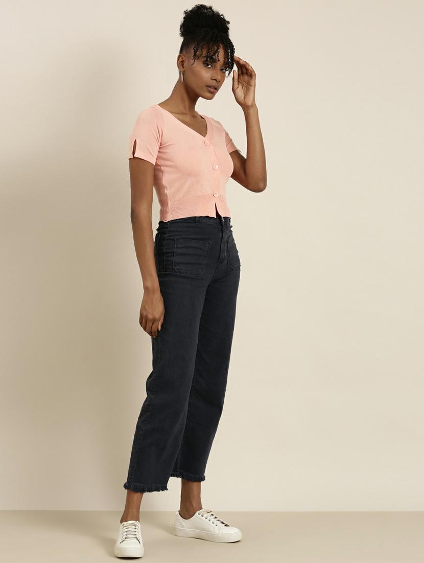 women's crop v neck top - 19948681 - Standard Image - 4