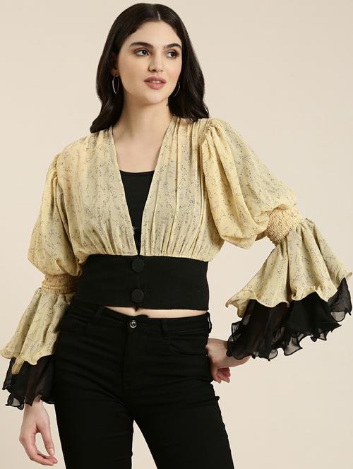 women's blouson v neck top - 19948686 -  Standard Image - 0