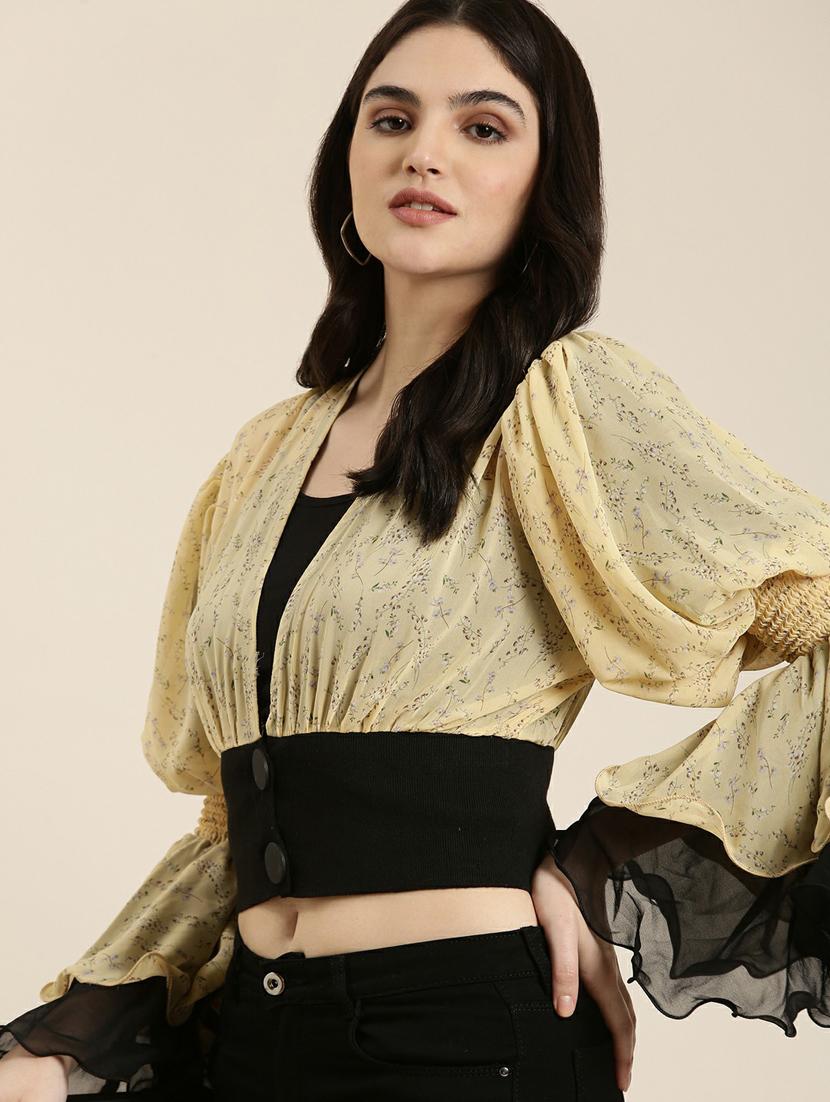 women's blouson v neck top - 19948686 - Standard Image - 1