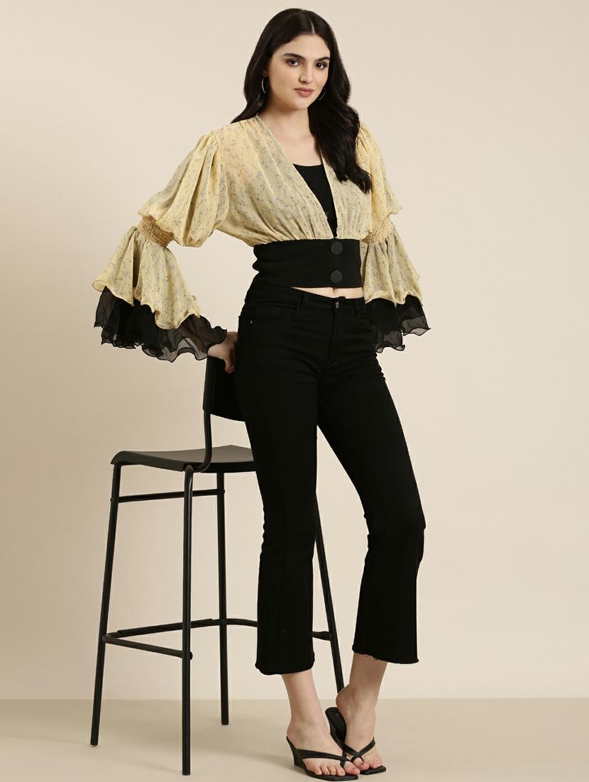 women's blouson v neck top - 19948686 - Standard Image - 4