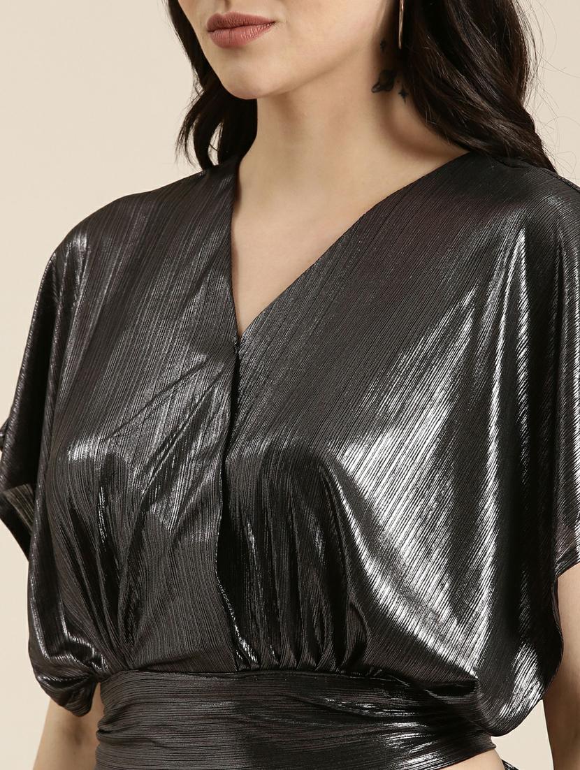 silver polyester blouson top - 19948693 - Standard Image - 6