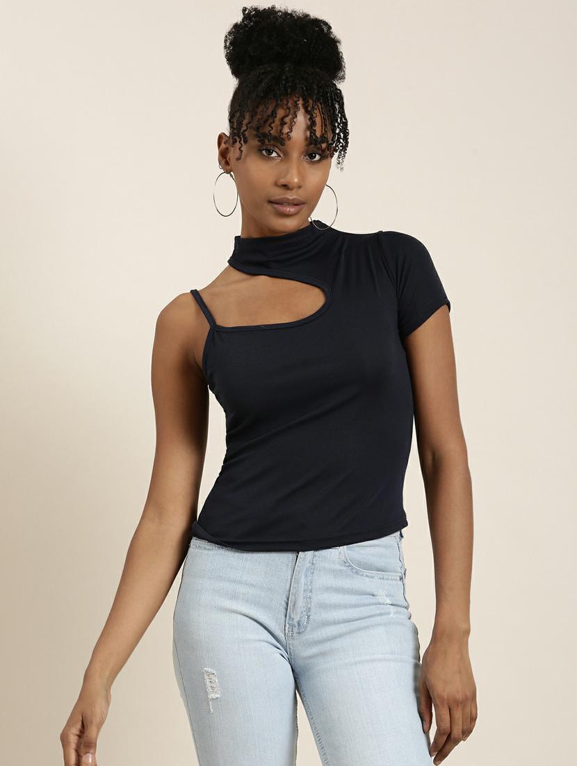 blue cotton blend regular top - 19948697 - Zoom Image - 0