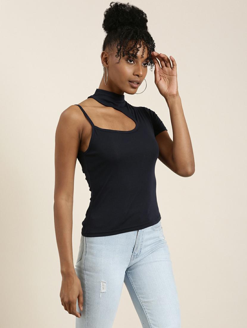 blue cotton blend regular top - 19948697 - Standard Image - 1
