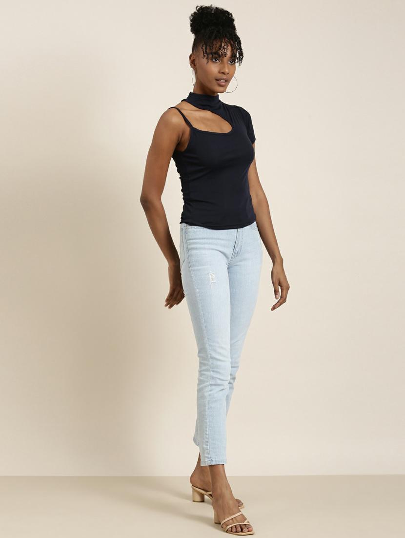 blue cotton blend regular top - 19948697 - Standard Image - 4