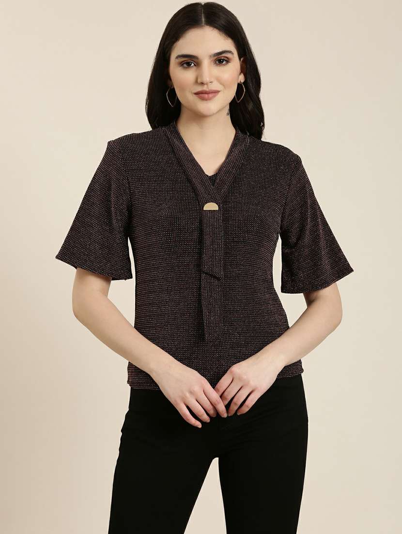 brown solid regular top