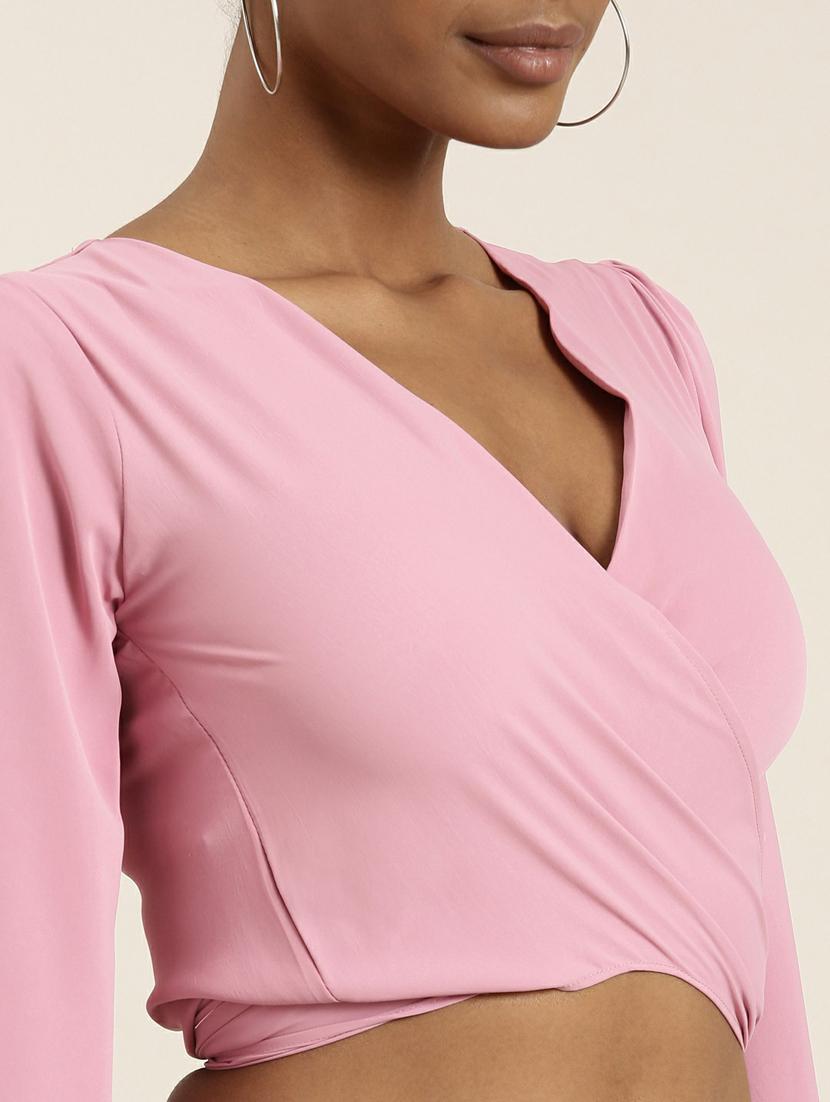 pink crepe wrap top - 19948706 - Standard Image - 6
