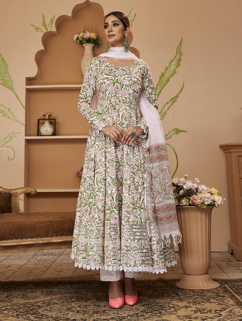 white floral printed kurta pant with dupatta set - 19948727 - Standard Image - 1