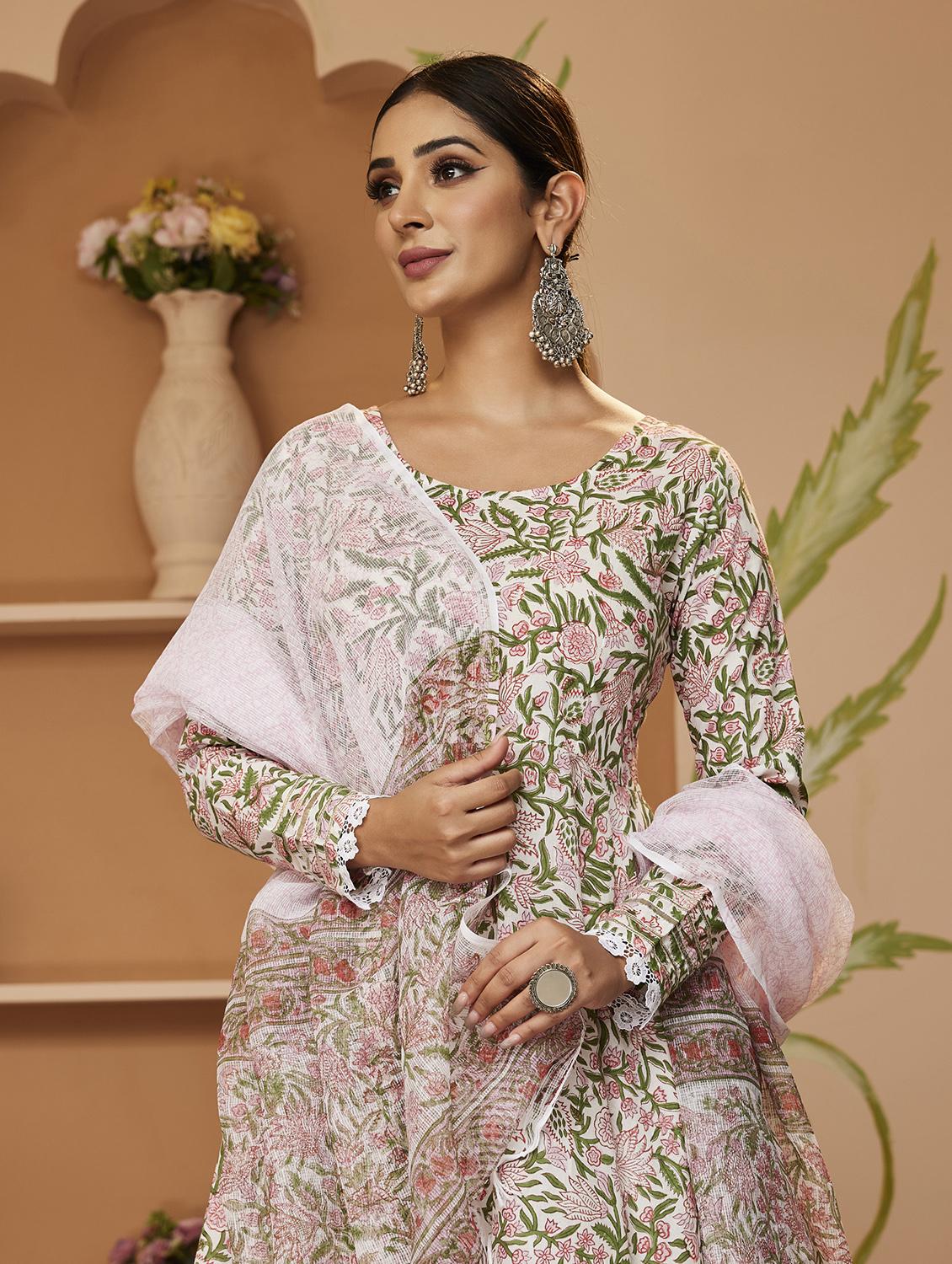 white floral printed kurta pant with dupatta set - 19948727 - Standard Image - 4