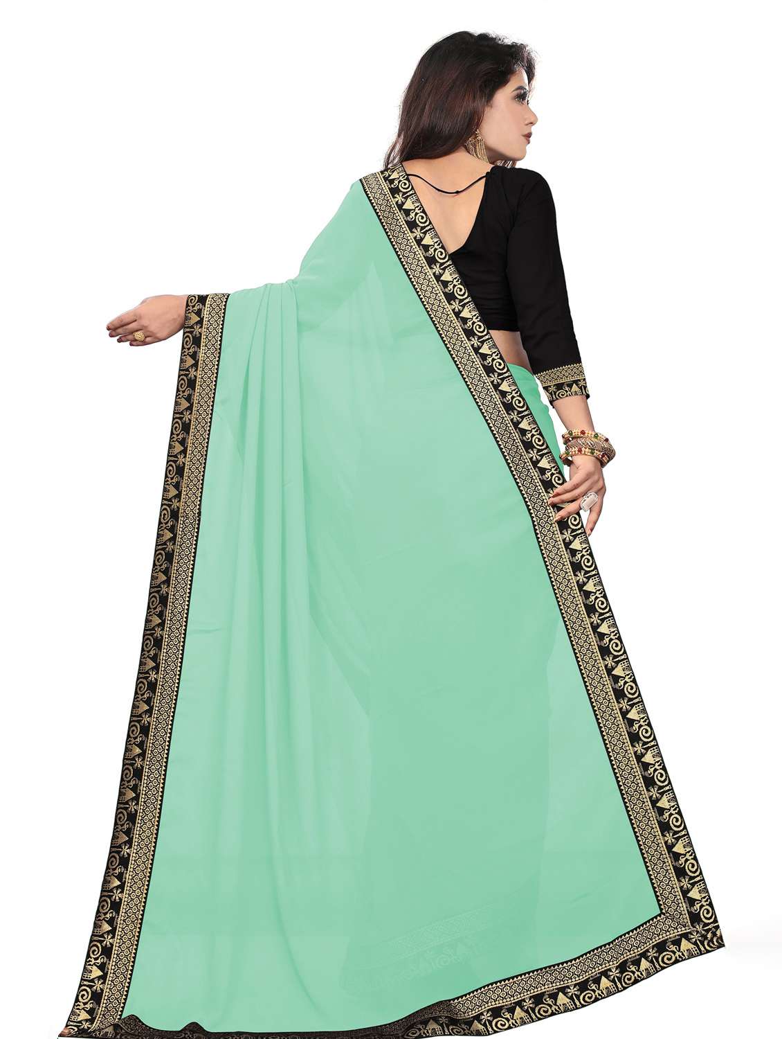 women's bordered light green colored saree - 19950469 - Standard Image - 1