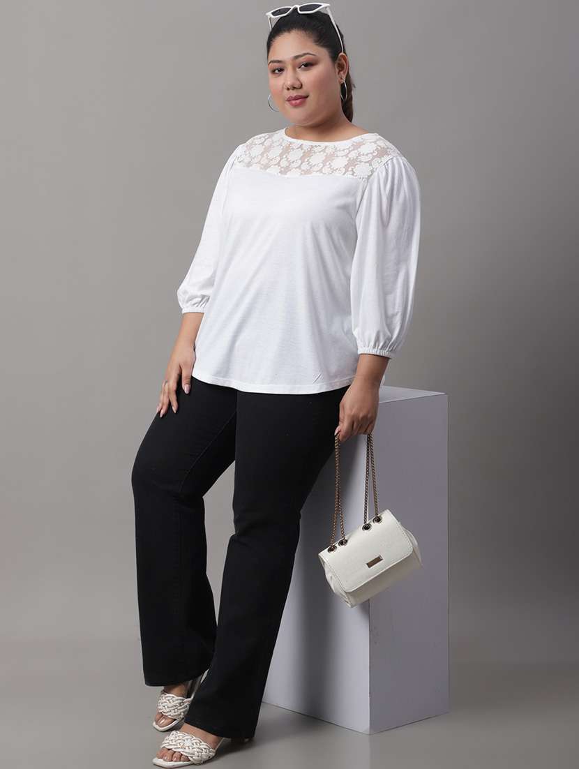 women's straight round neck top - 19950599 -  Standard Image - 4