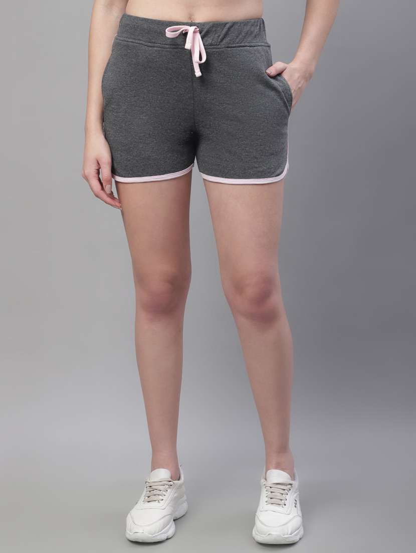 drawstring waist solid hot pants