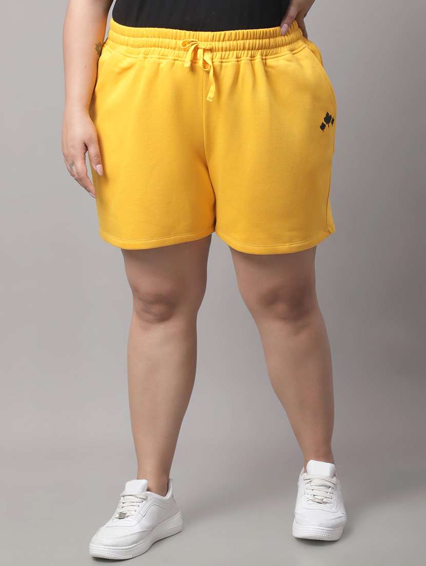 drawstring waist solid sports shorts