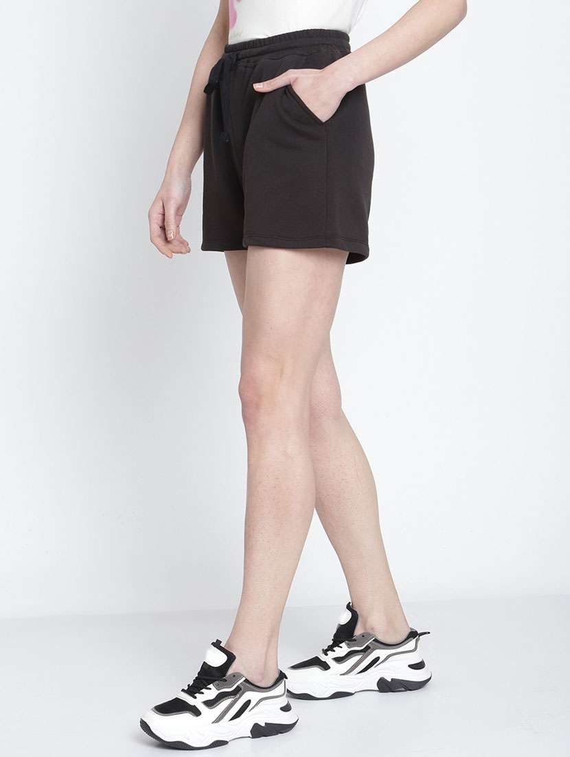 drawstring waist solid regular shorts - 19950655 -  Standard Image - 1