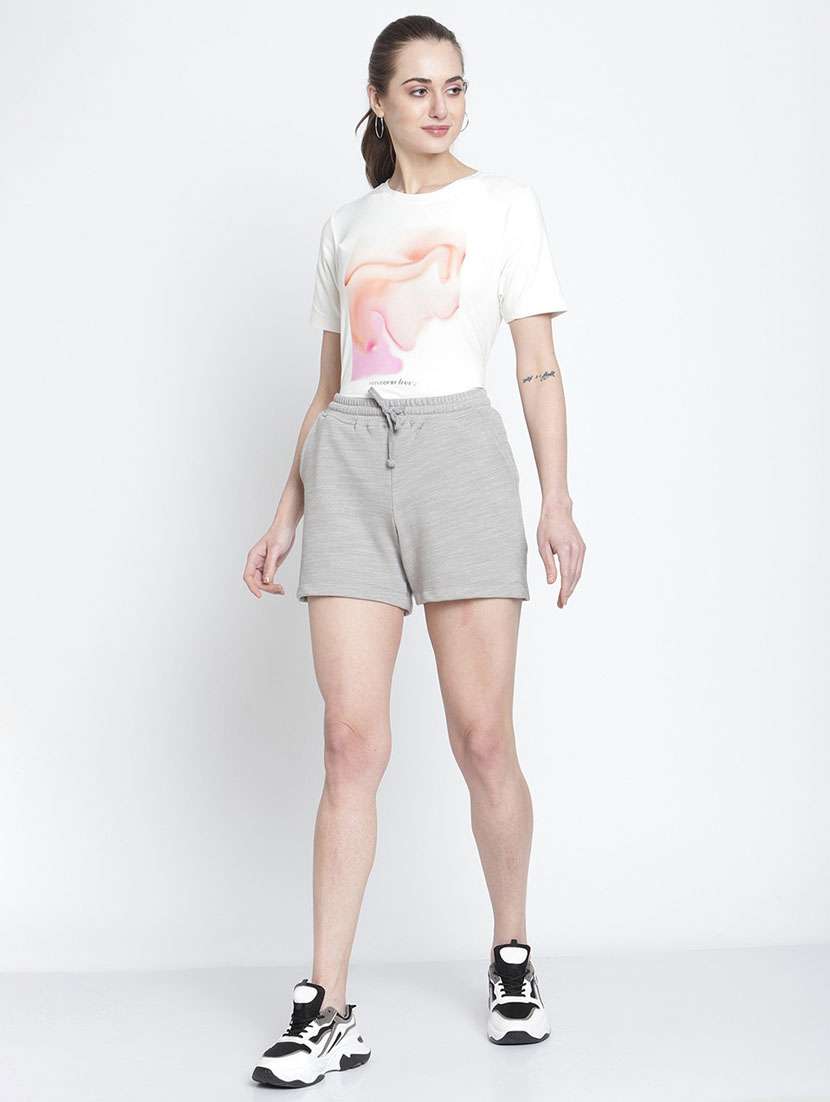 drawstring waist solid regular shorts - 19950656 -  Standard Image - 4