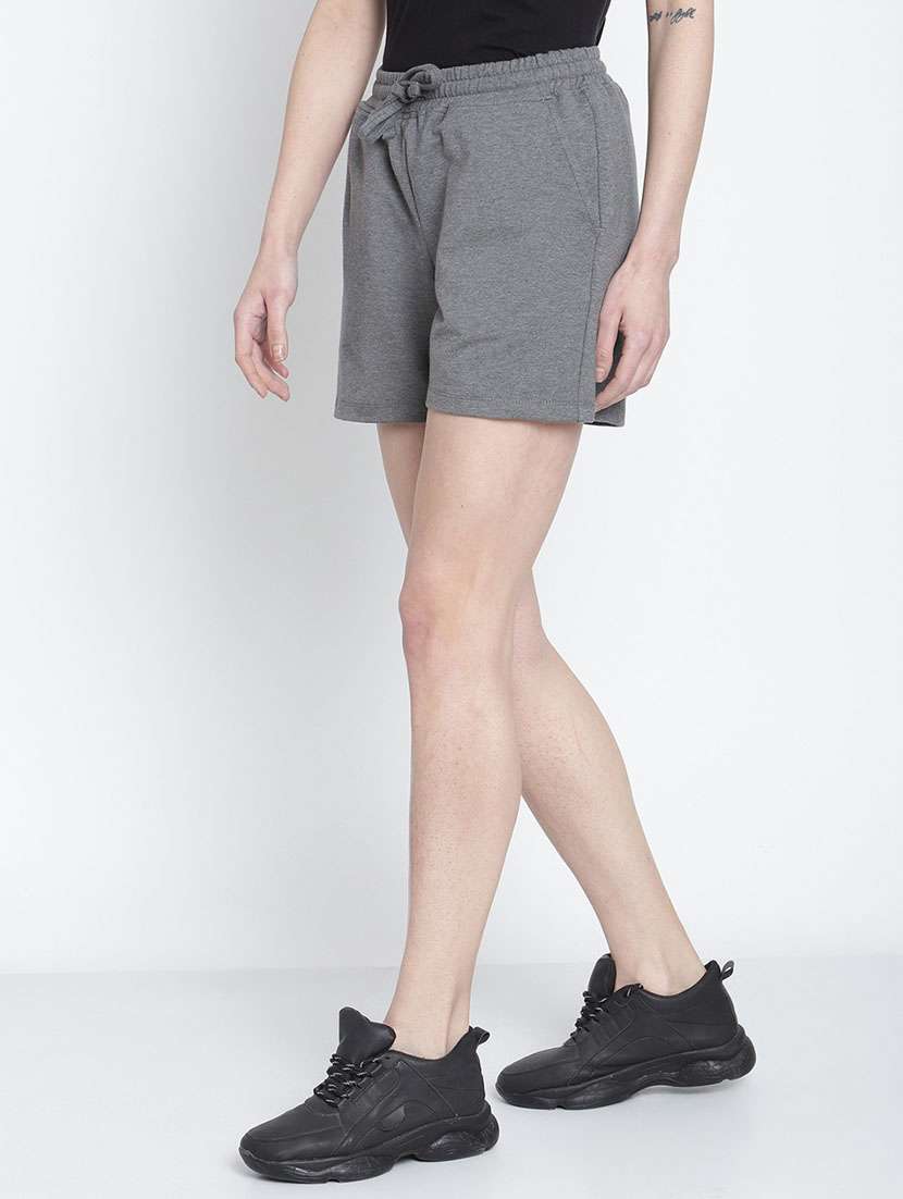 drawstring waist solid regular shorts - 19950671 -  Standard Image - 1