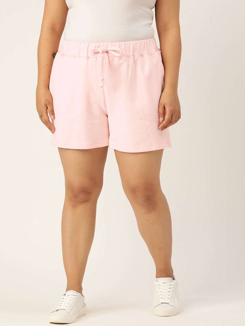 mid rise solid regular shorts