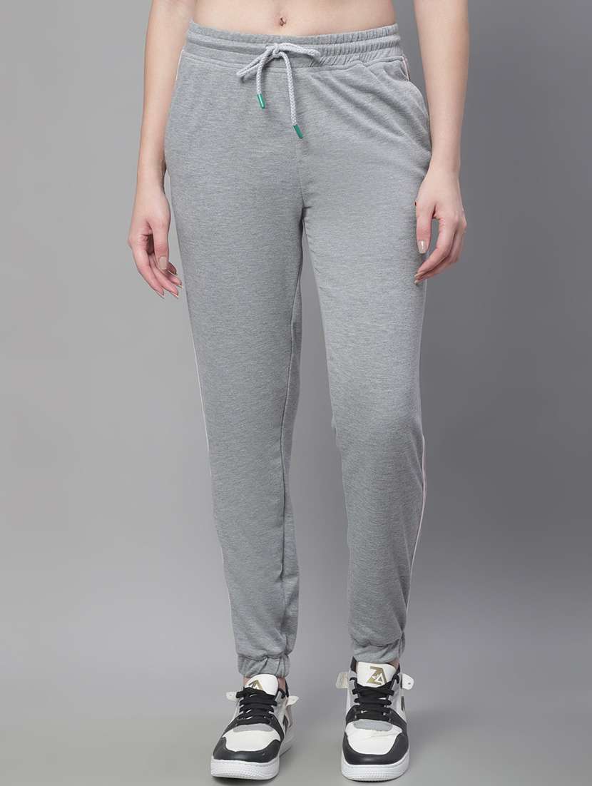 grey cotton blend track pants