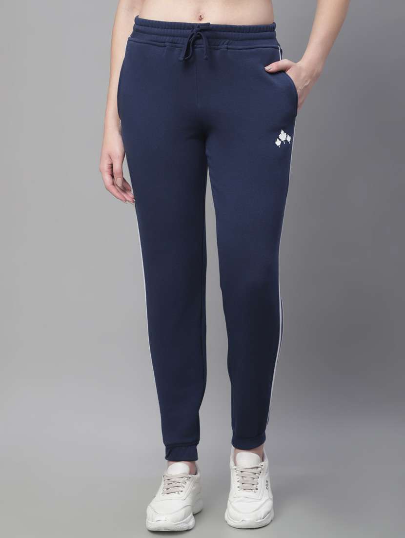 blue cotton blend track pants