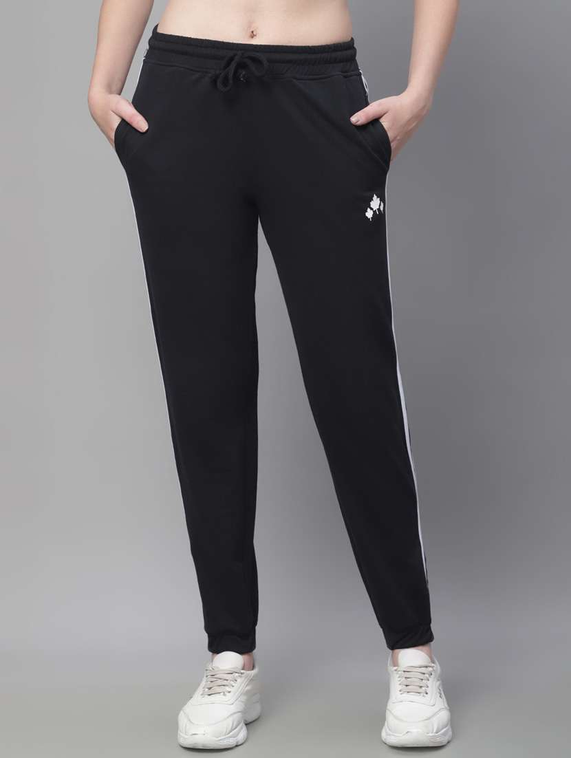 black cotton blend track pants