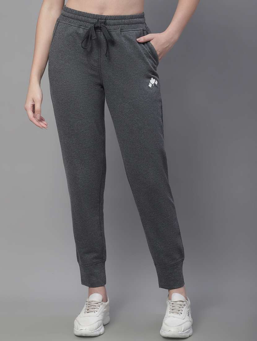 grey cotton blend track pants