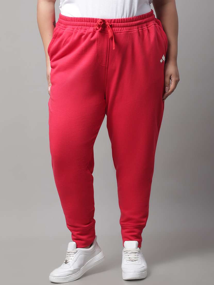 red cotton track pants