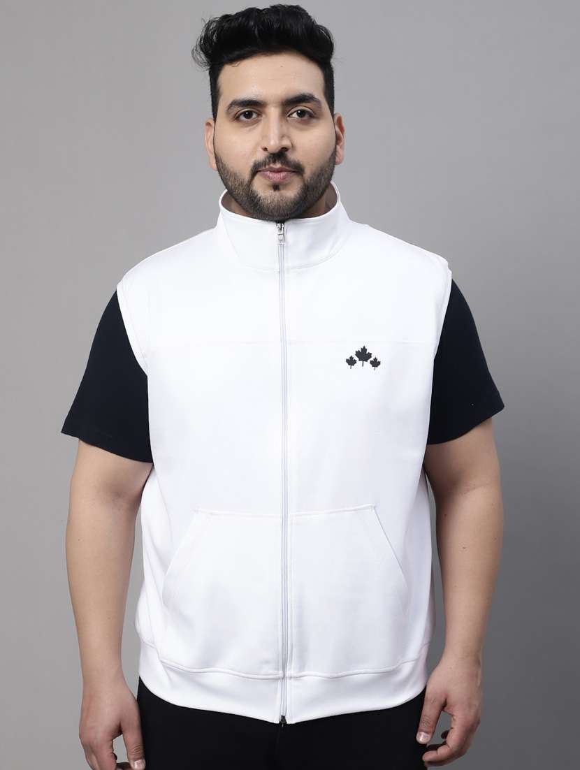 men solid sleeveless casual jacket