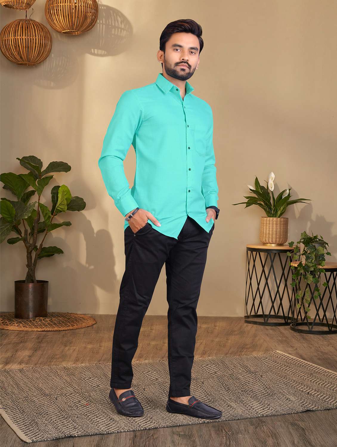 mens solid casual shirt - 19950917 -  Standard Image - 1