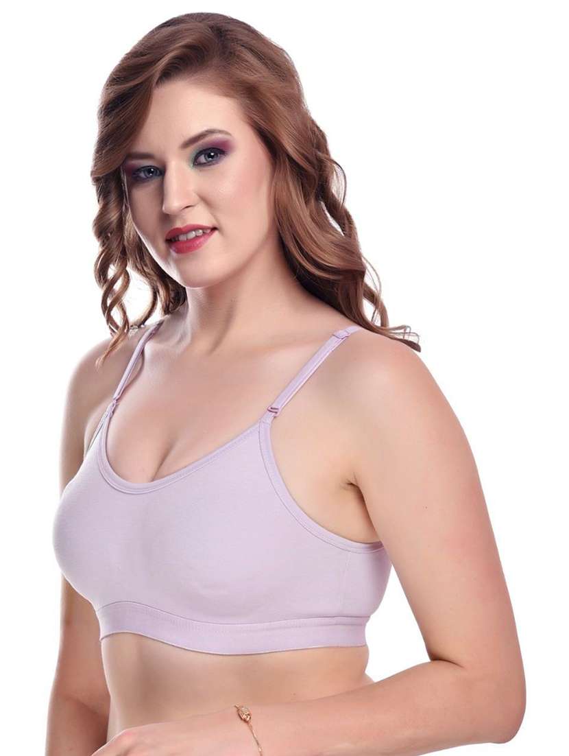 purple cotton sports bra - 19951058 -  Standard Image - 1
