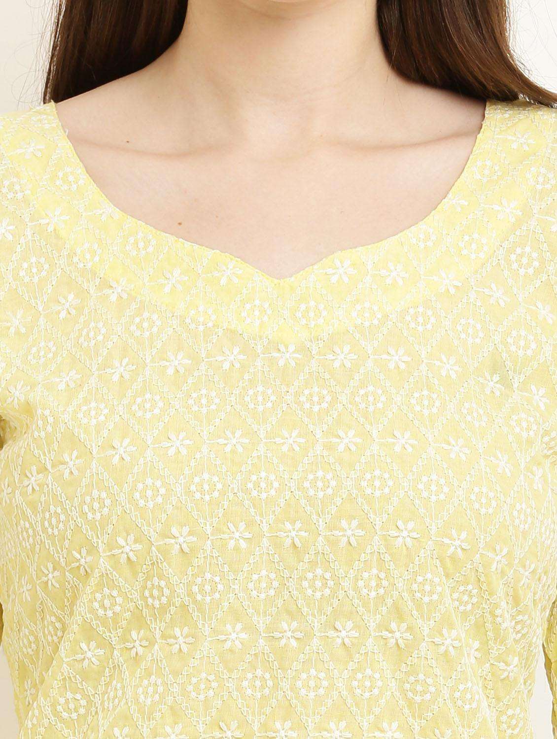 women yellow chikankari kurta palazzo set - 19953464 -  Standard Image - 1