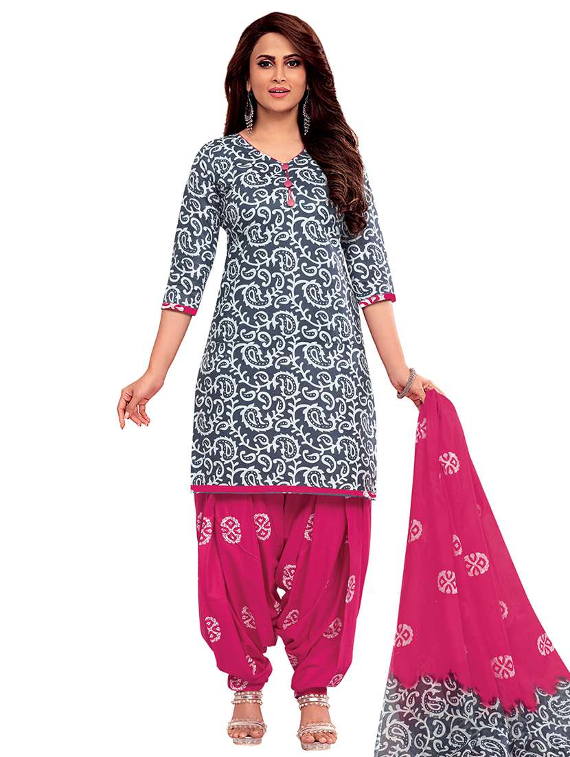 printed unstitched patiyala suit