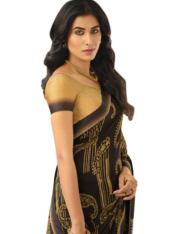 women's paisley black colored saree with blouse - 19954069 -  Standard Image - 1