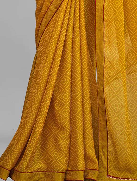 women's geometric mustard colored saree with blouse - 19954089 -  Standard Image - 1