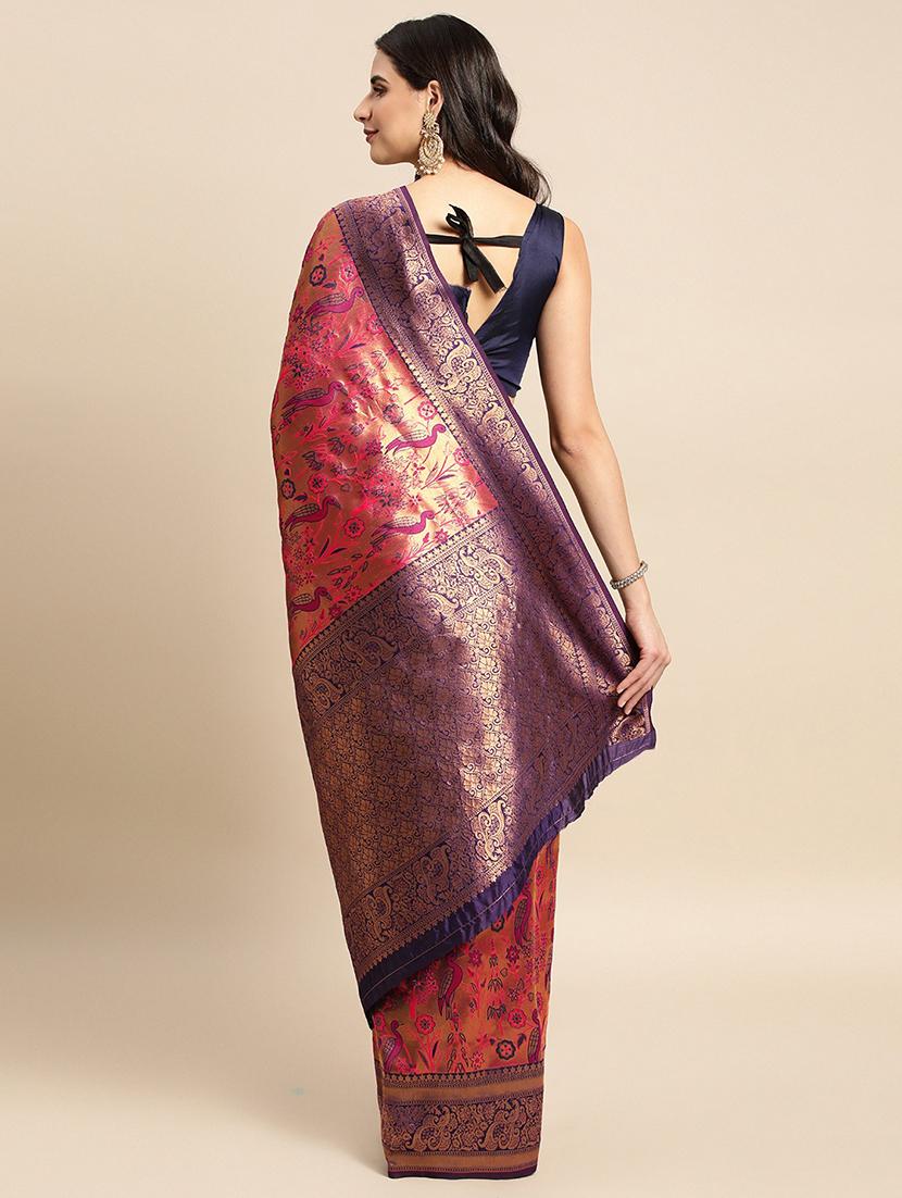 purple woven saree with blouse - 19954323 -  Standard Image - 1