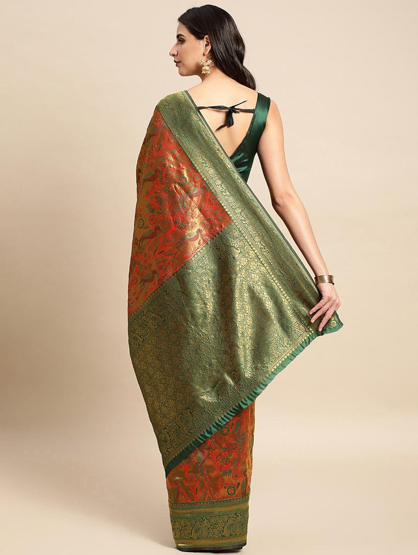 gold woven saree with blouse - 19954324 -  Standard Image - 1