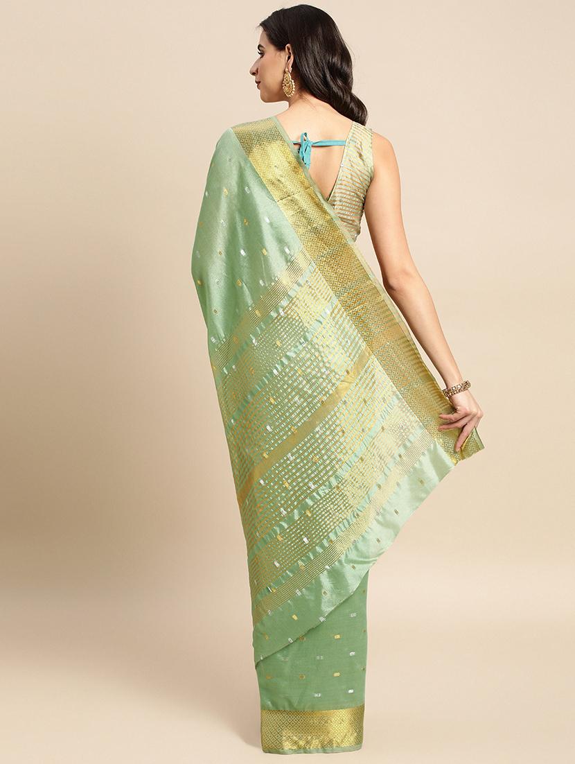 cotton fusion saree with broad zari border with blouse - 19954339 -  Standard Image - 1
