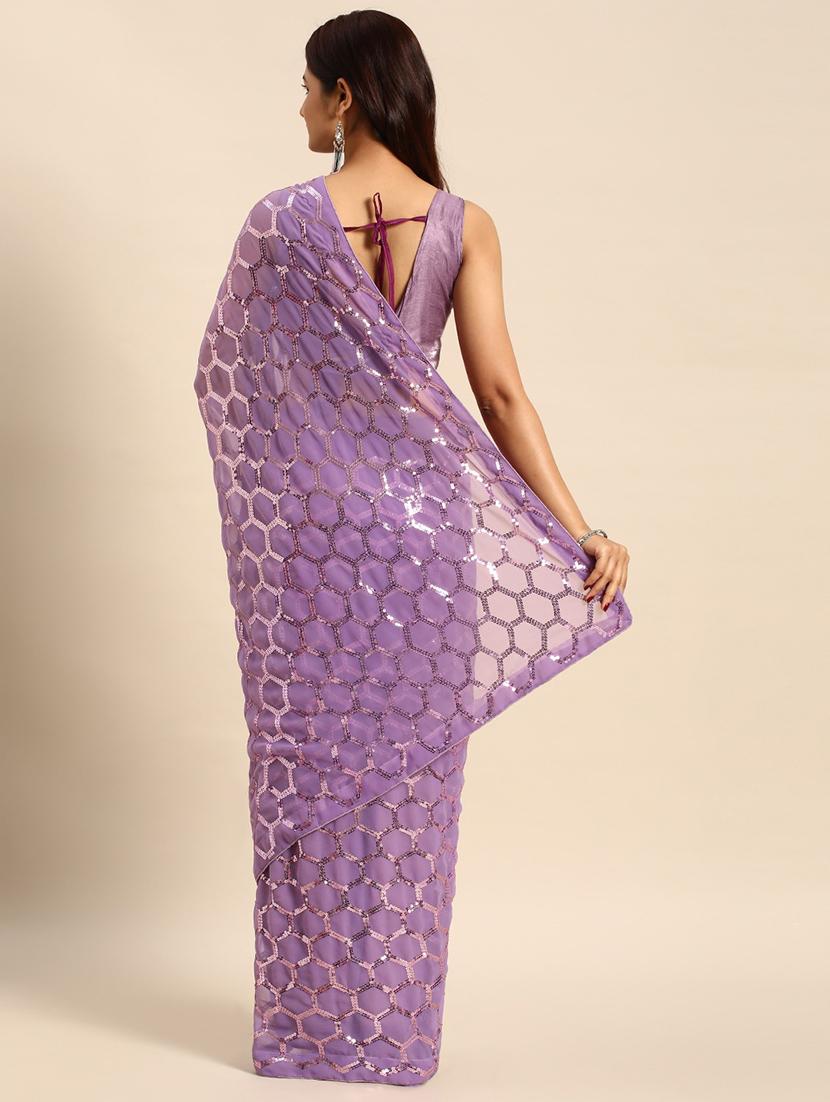 sequined embroidered saree with blouse - 19954365 - Standard Image - 1