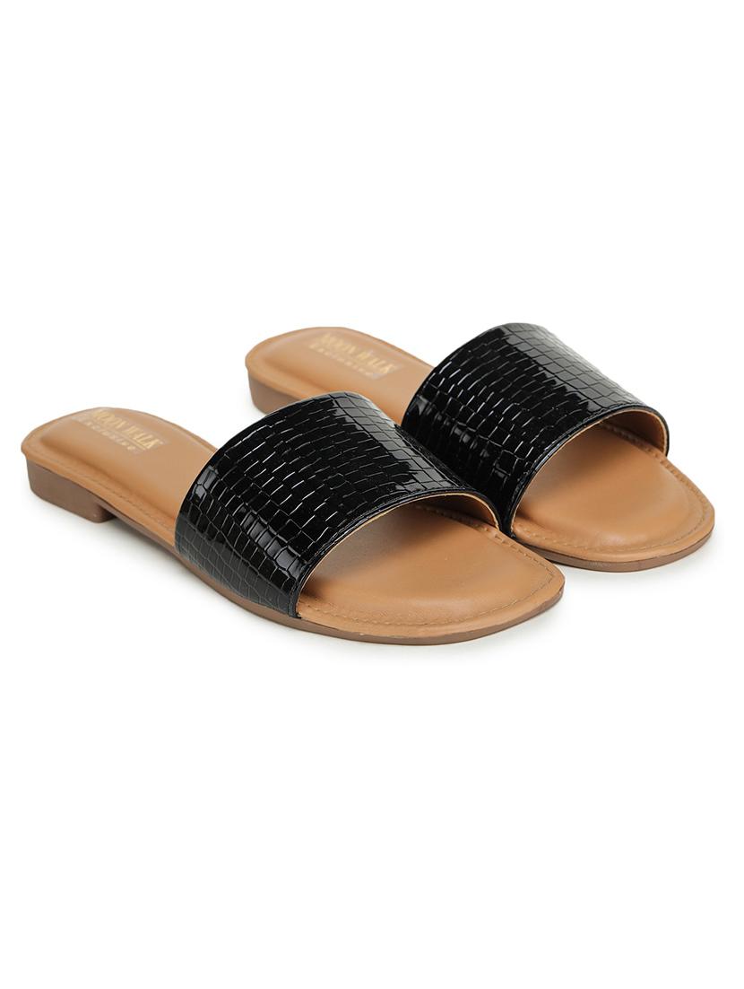 black synthetic slip on sandal - 19954553 -  Standard Image - 1