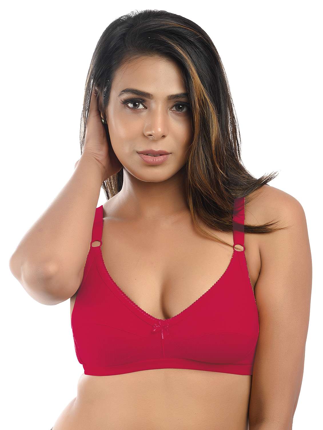 pink cotton blend regular bra