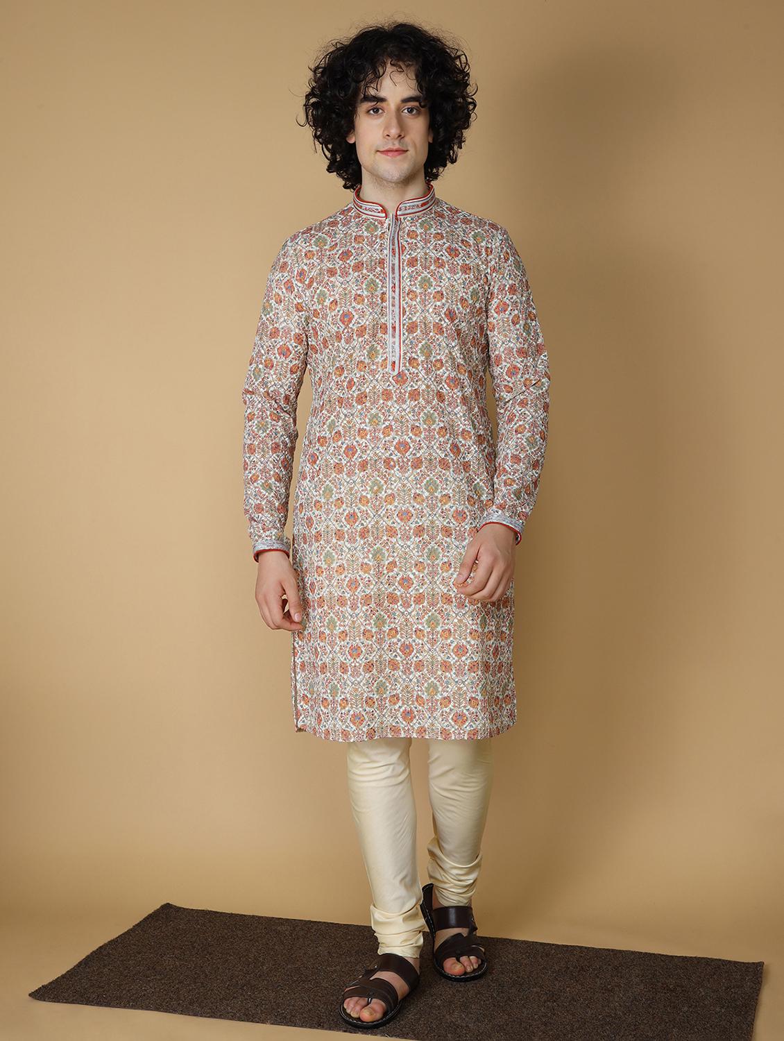 men's printed cotton kurta - 19955021 - Standard Image - 4