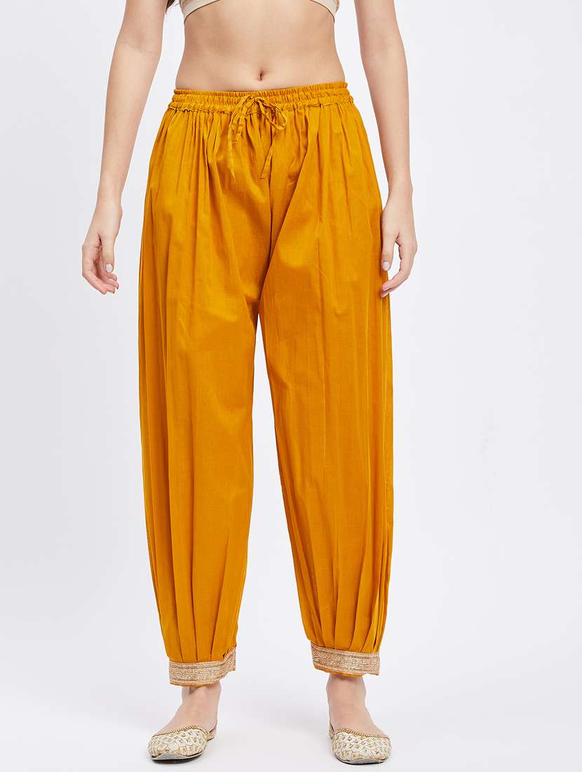 yellow cotton regular salwars