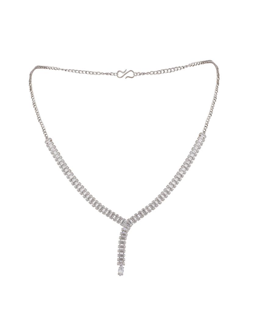 silver metal necklace and earring combo - 19955247 - Standard Image - 1