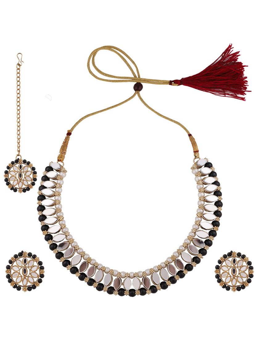 black gold plated necklace and earring combo - 19955248 - Standard Image - 1