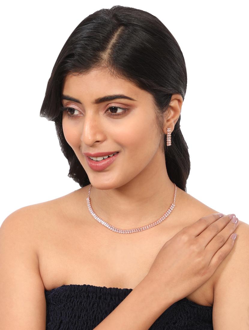 zaffrecollections ad rose gold necklace set for girls and women - 19955278 - Standard Image - 4
