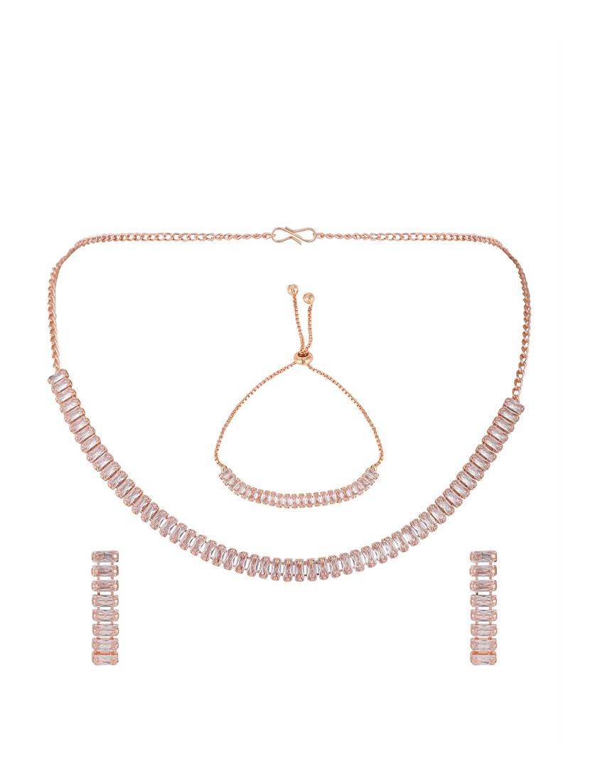 zaffrecollections ad rose gold necklace set with bracelet for girls and women - 19955280 - Standard Image - 1