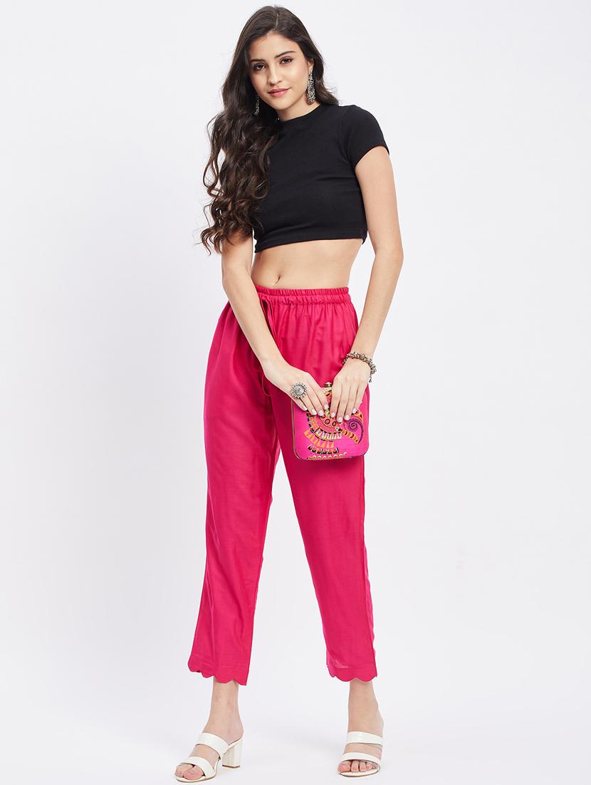 pink solids straight palazzo - 19955290 - Standard Image - 4