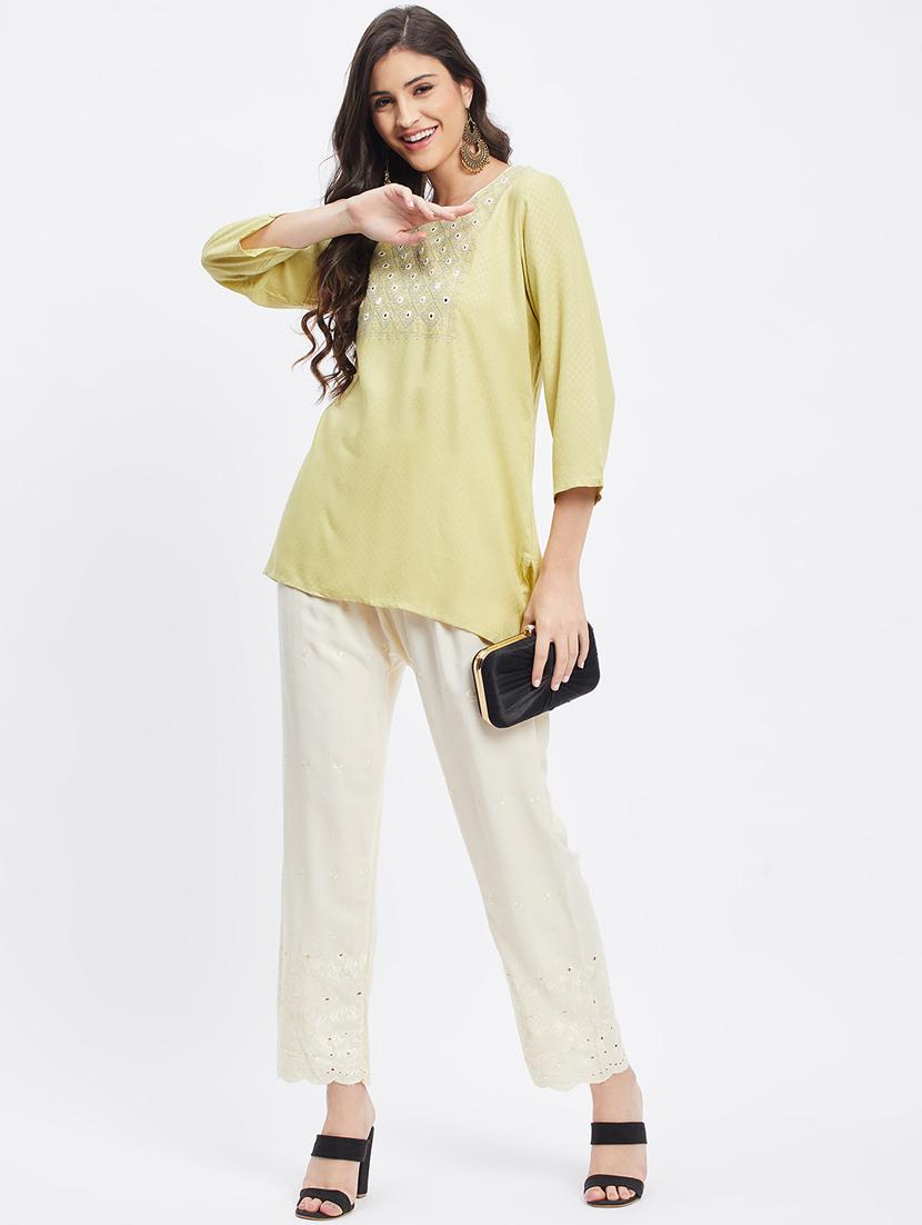 off-white embroidered straight palazzo - 19955295 - Standard Image - 4