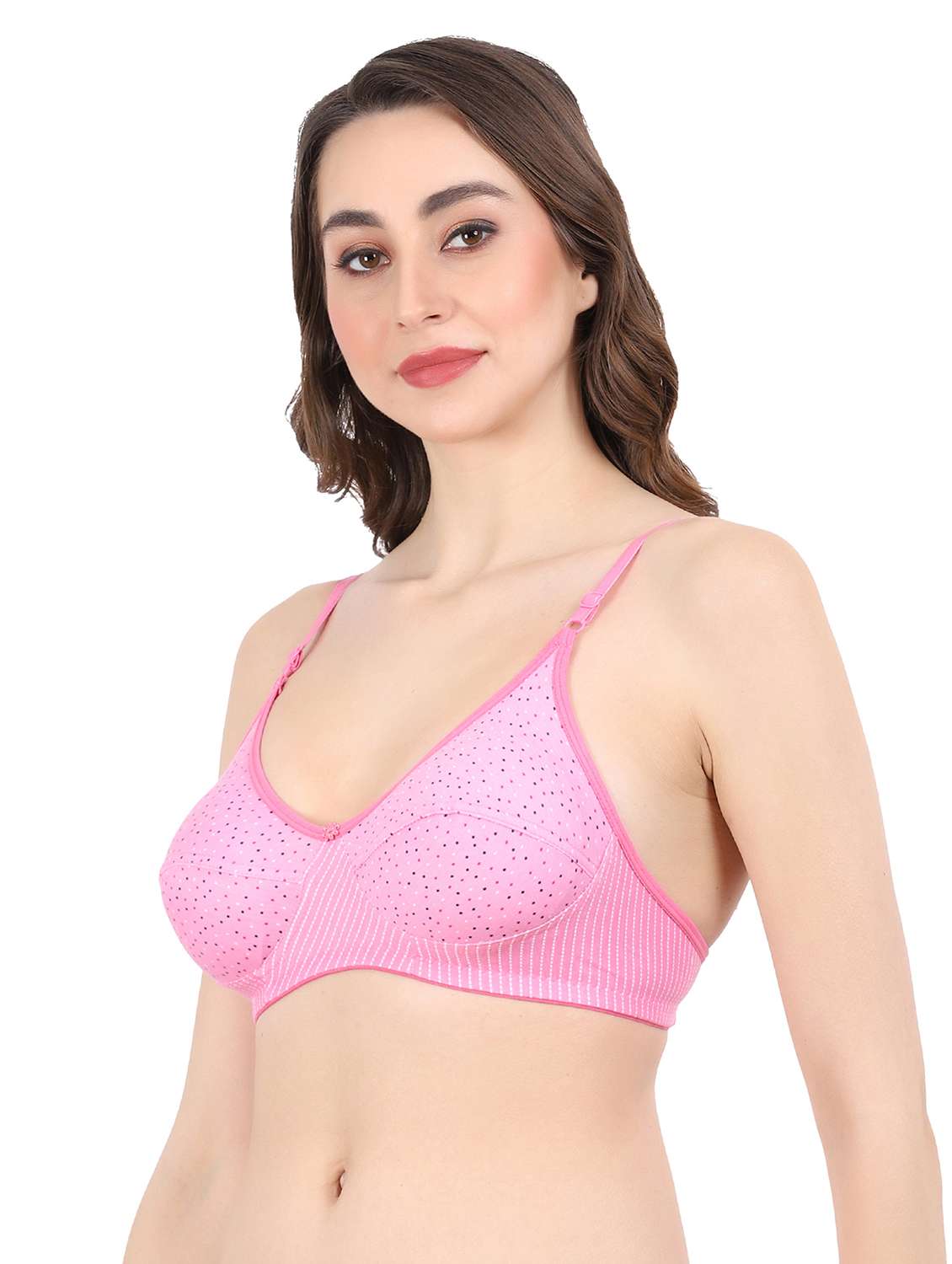 pink cotton regular bra - 19955299 - Standard Image - 1