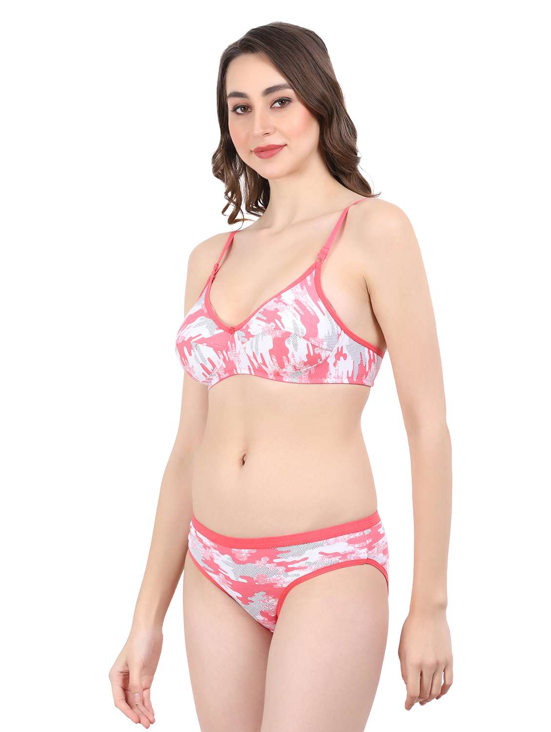 pink cotton bra and panty set - 19955317 -  Standard Image - 1