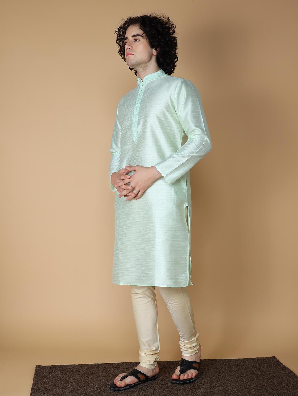 light green embroidered kurta pyjama set - 19955353 - Standard Image - 1